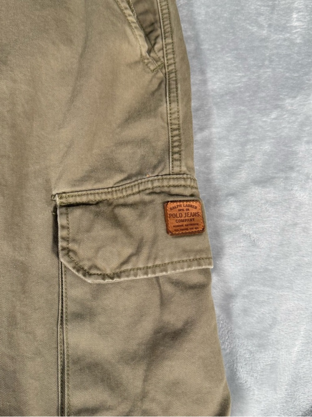 Vintage Polo Jeans Co Cargo Pants Mens 40x32 (Fits 39x30) Wide Leg Y2K Green - Picture 4 of 13